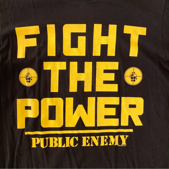 “Fight The Power” Black and Yellow Short Sleeve T Shirt Size M by We Love Fine - Picture 2 of 4